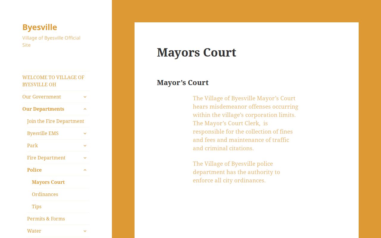 Byesville court records active Mayor's Court schedule and clerk channel