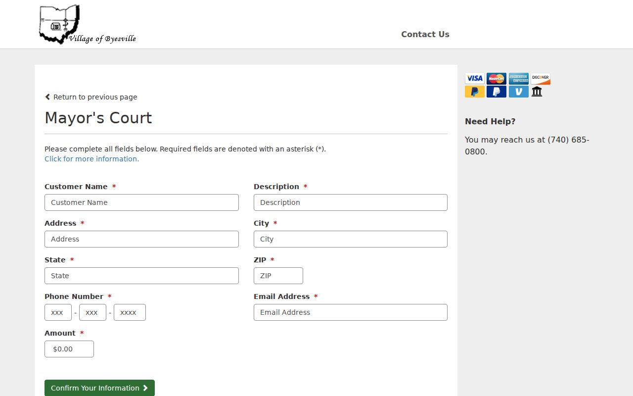 Byesville court records payment entry form not public docket search