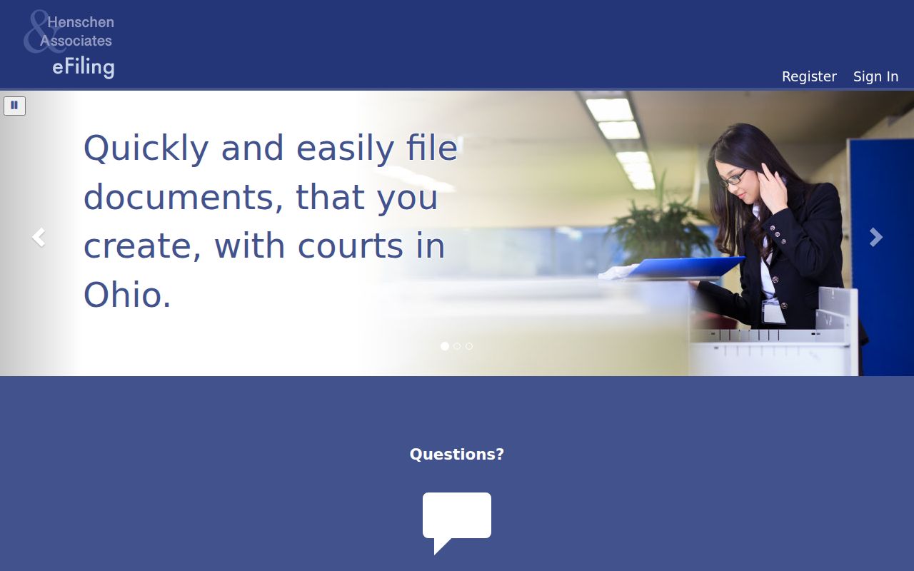 Cambridge court records Henschen eFiling register and sign-in page