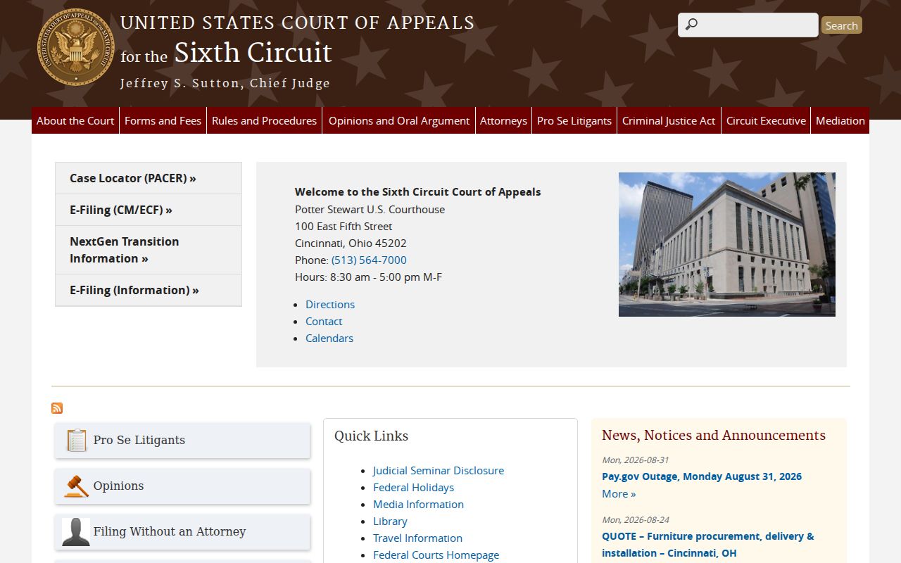Guernsey County court docket federal appellate court reference