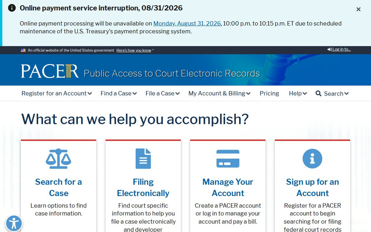 Guernsey County court docket comparison with PACER federal records access